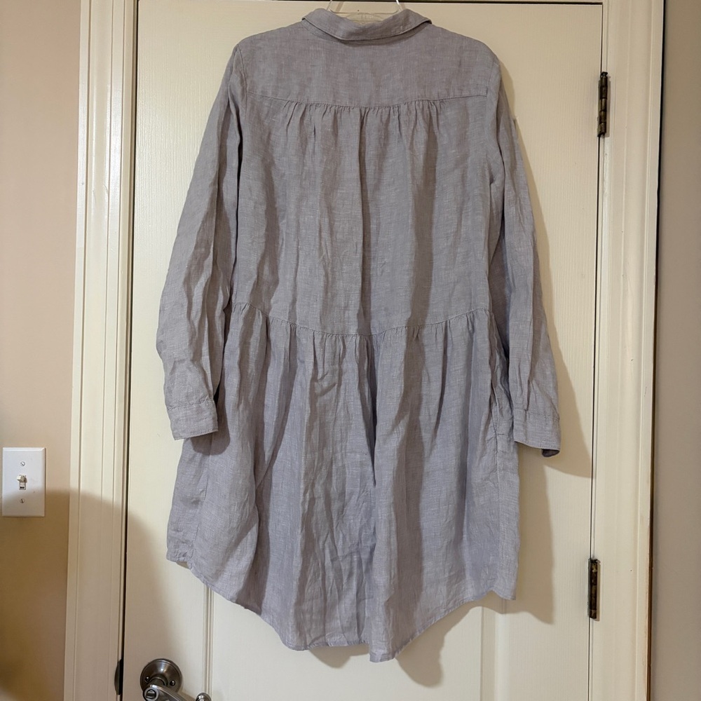 Halston Heritage Linen Button-Up Shirt Dress - Picture 2 of 8